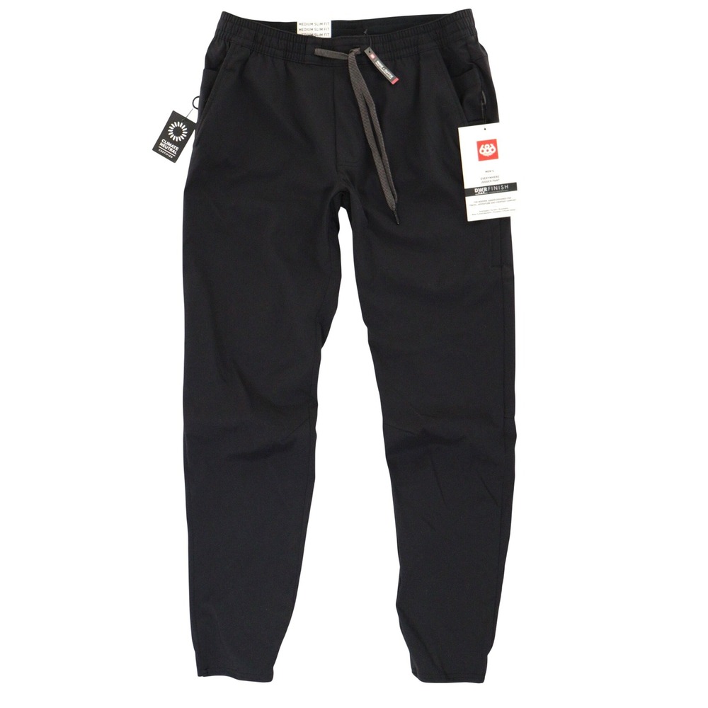 686 Everywhere Jogger Pant Men M Slim Fit Stretch DWR Hiking Black Nylon NWT